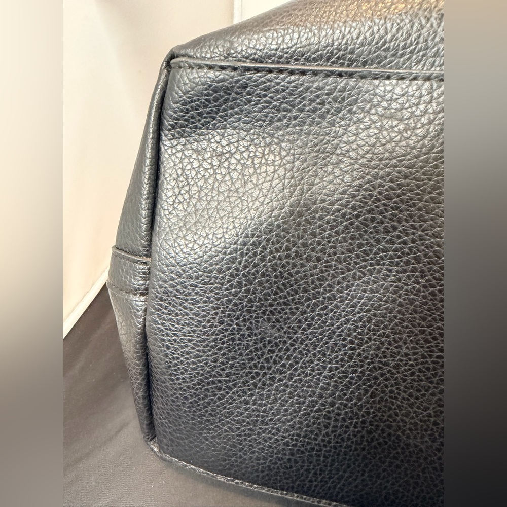 Steve Madden Black Pebbled Faux Leather Tote Bag | Everyday Carryall - Picture 6 of 14